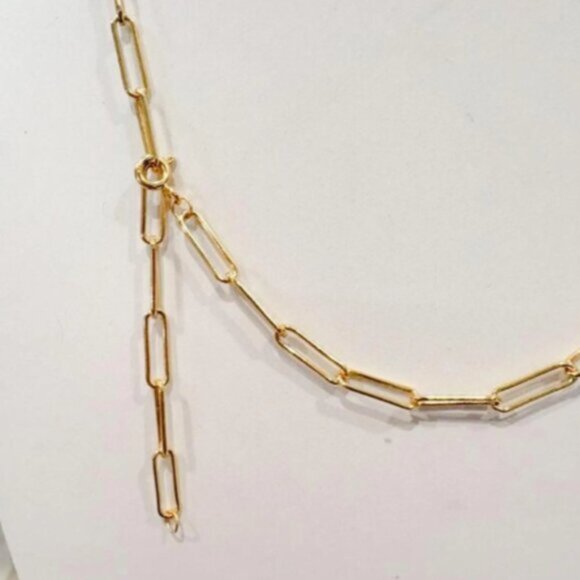 Stunning Graduated Simulated Pink CZ's 18K Gold Plated Paperclip Chain Necklace - Picture 5 of 6